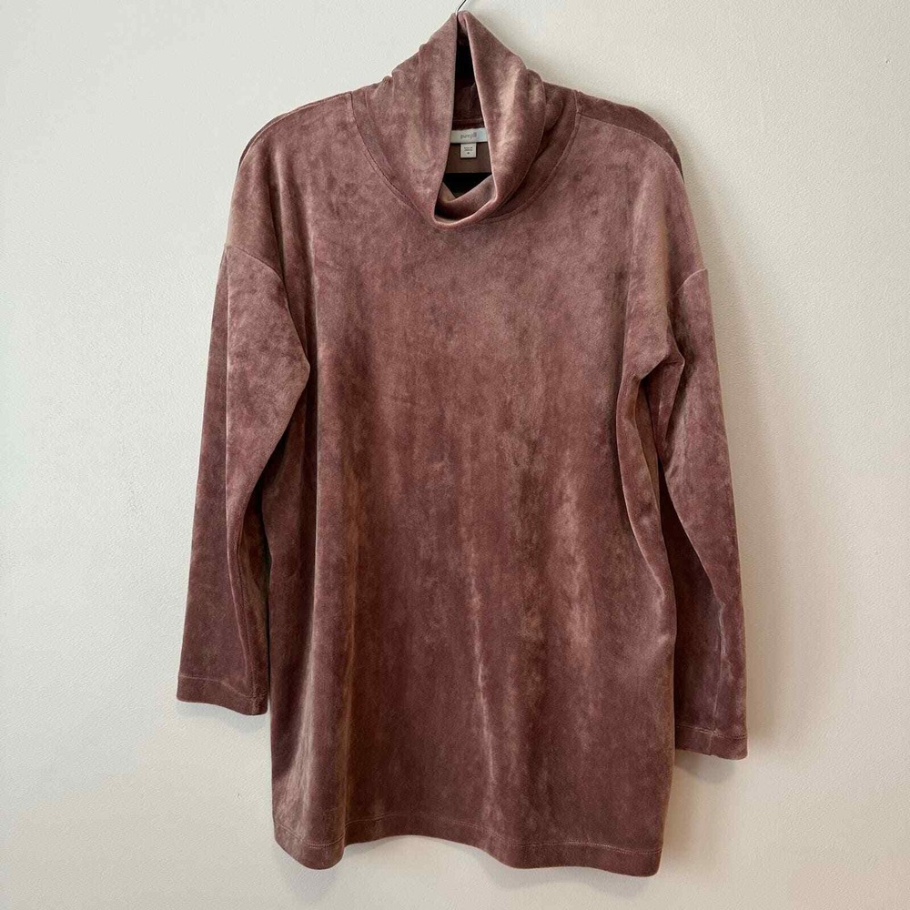 J.Jill Pure Jill Medium Tunic Mauve Pink Long Sleeve Cowl Neck Velour Plush Top